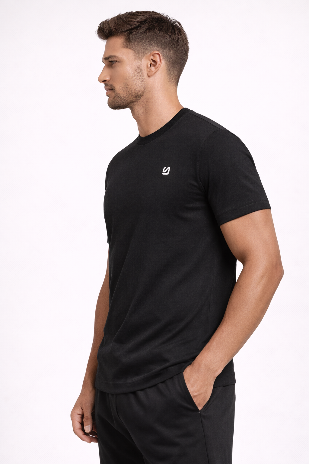 [Signature] Crewneck T-shirt - Black